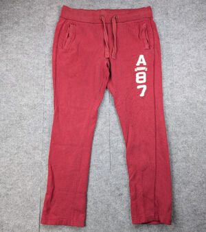 Vintage Y2K Aeropostale Sweatpants Mens Medium Red Logo Athleisure Fleece 90s